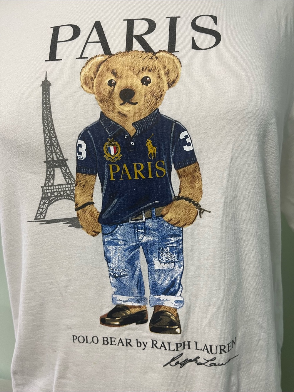 Ralph Lauren White 'Paris Bear' Graphic Crewneck Cotton Boys T-Shirt (18-20) - Picture 4 of 10